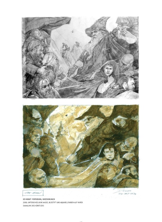 2 versions of a drawing from Giancola - Mittelerde