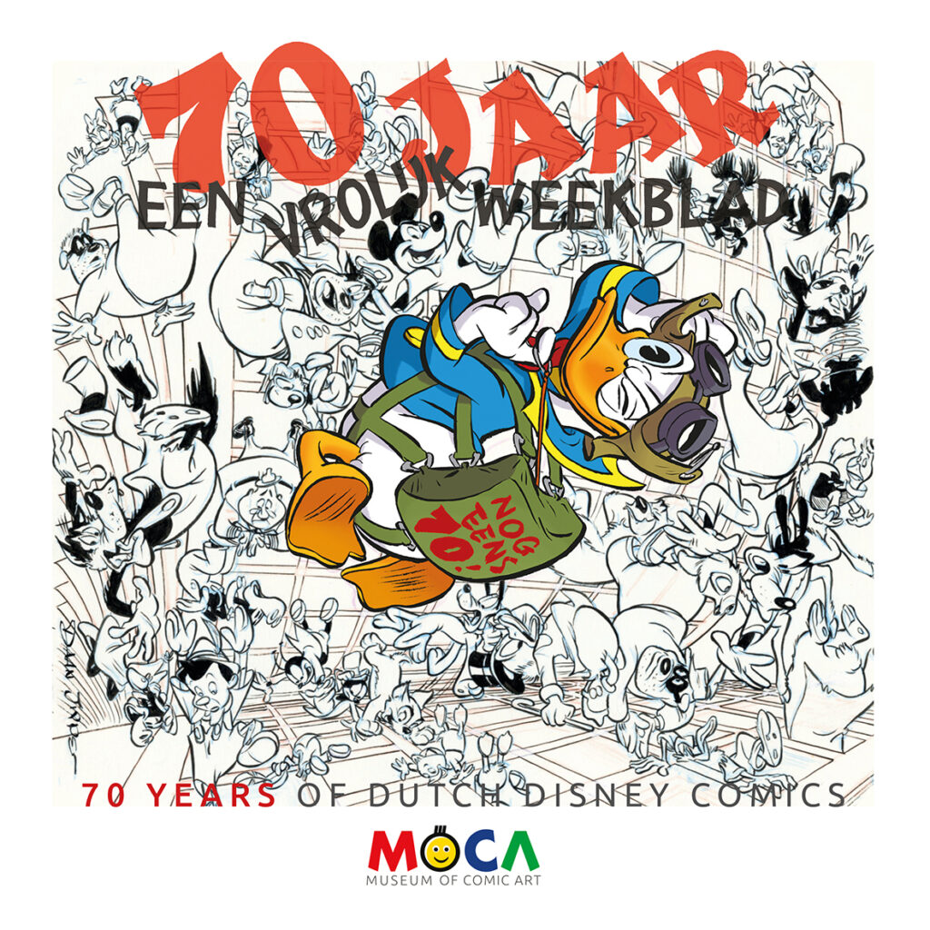 Logo MOCA 70 jaar een vrolijk weekblad