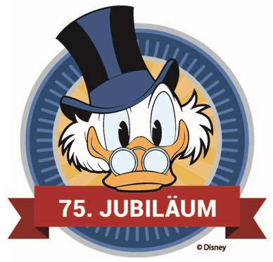 Logo zum 75. Geburtstag von Dagobert Duck